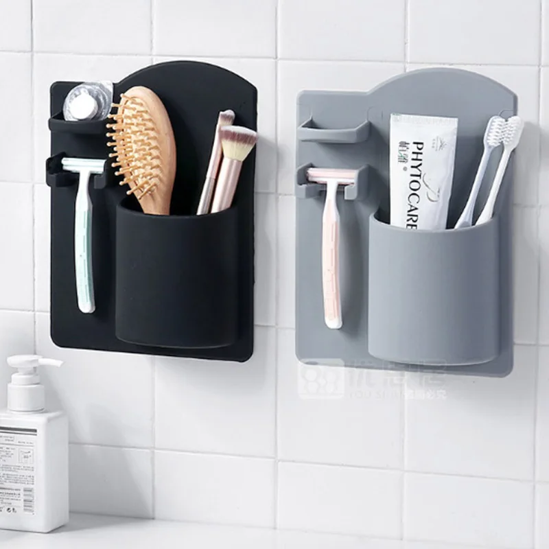 

1 Pcs Creative Bathroom Wall-mounted Toothbrush Holder Toothpaste Toothbrush Rack Plastic Home Bathroom Organizer Tools