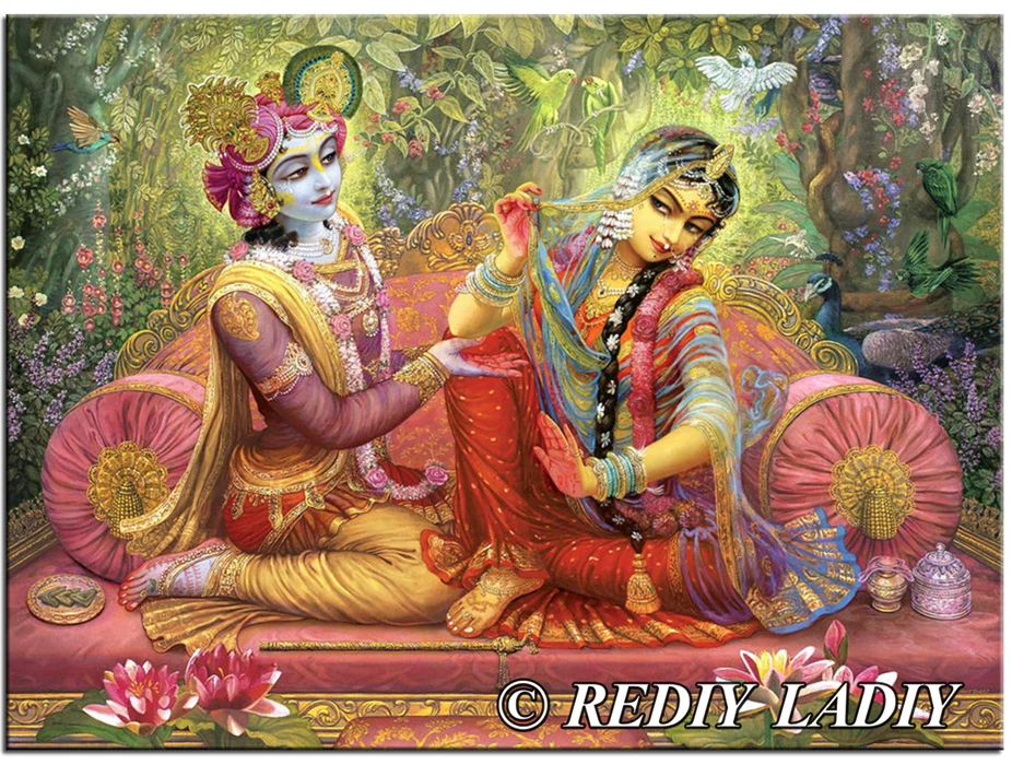Картина из алмазной мозаики, наборы для вышивания крестиком, круглые стразы с кристаллами, необработанная декоративная Алмазная вышивка, Radha and Krishna
