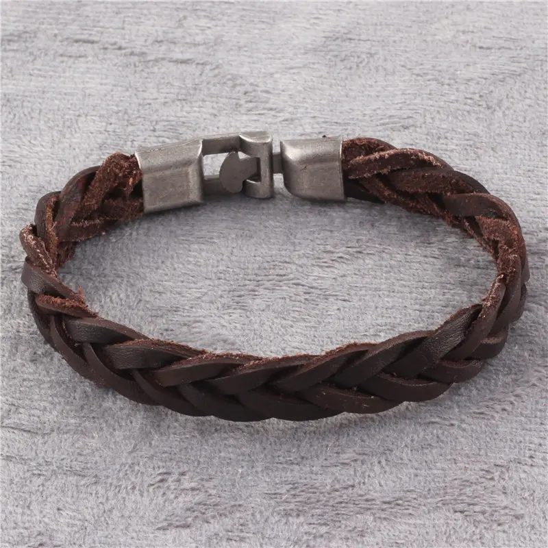 Мужской/женский плетеный браслет из пу кожи черный/коричневый|bracelets for|charm