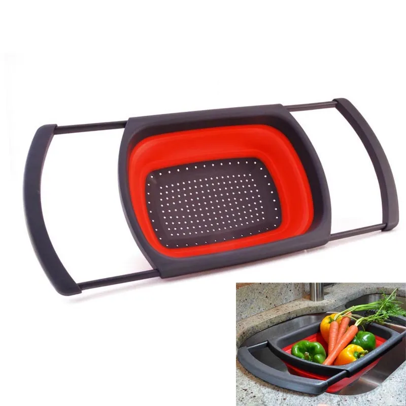 'The Best' Fruit Vegetable Folding Draining Basket Kitchen Strainer Collapsible Colanders Retractable Handles 889 | Дом и сад