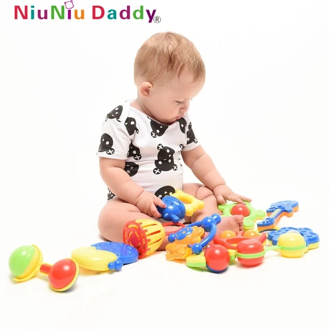 

Niuniu Daddy 12 pcs/lot Baby Rattle Toy Play Set Plastic Music Novelty Hand Shake Grasp Colorful Toy Baby - Colors May Vary