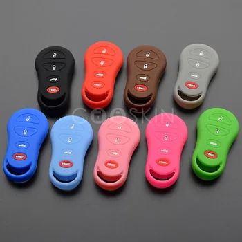 

100pcs/lot Key Shell Silicon Protect Replacement For Jeep Dodge Neon Stratus Chrysler Sebring Remote Car Silicone Cover 3+Panic