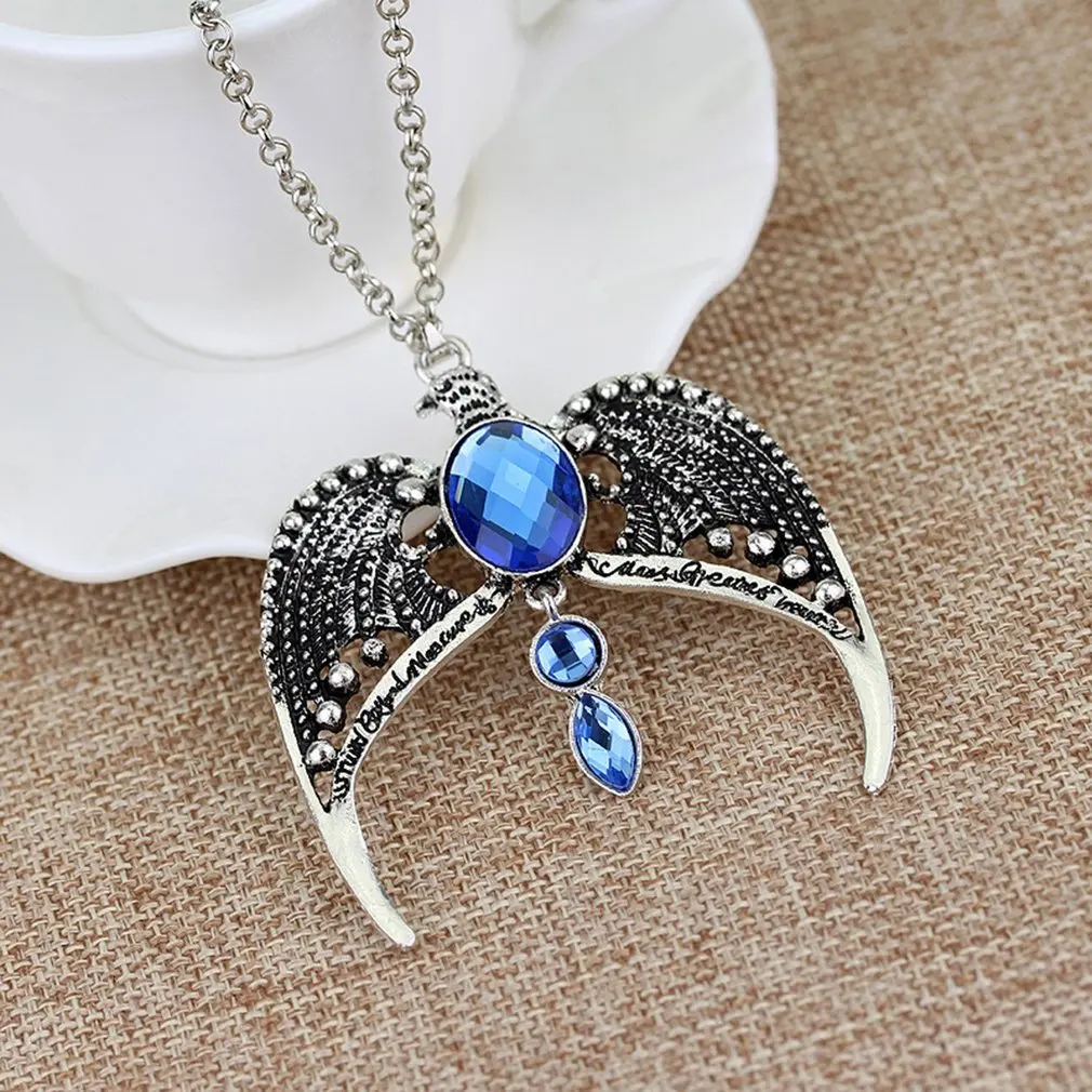 

Hot Movie Magic Eagle Pendant Ravenclaw Diadem necklace for Men Women Blue Crystal Wisdom Fashion Vintage Jewelry Valentine GIFT