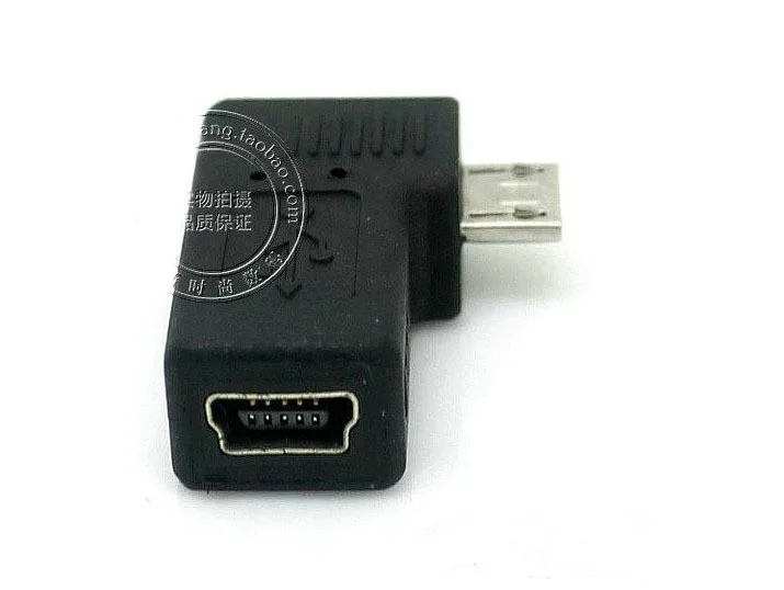 50pcs----90 градусов угловой тип micro USB B 5pin штекер в mini 5p гнездовой разъем конвертер