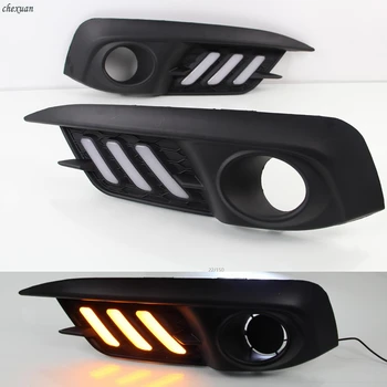 

CSCSNL 1 Set DRL LED Daytime Running Light 12v ABS Fog Light Cover With Yellow Turn Signal Light For Honda Civic 2016 2017 2018