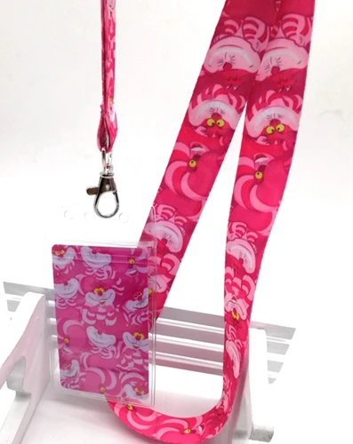 

1pcs Alice in Wonderland cat Neck Strap Lanyards Card Holders Bank Neck Strap Card Bus ID Holders Rope Key Chain Gift NN7