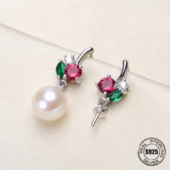 

HOT High Quality 925 Sterling Silver Stud Earrings Settings DIY Pearl Earring Hooks Findings Women's Jewelry Making Accessories