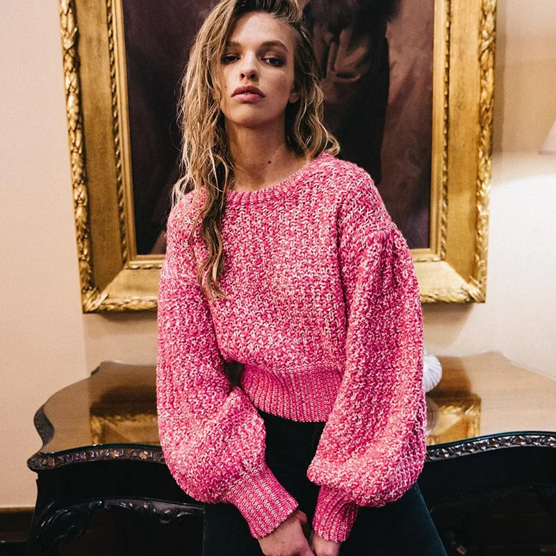  A sweater jacket with a round collar and long sleeves