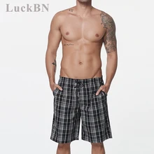 3XL Brand New Men Sport Beach Shorts Loose Plus Size Full Cotton Short Half Pants Plaid Surfing Swimming Trunks Short