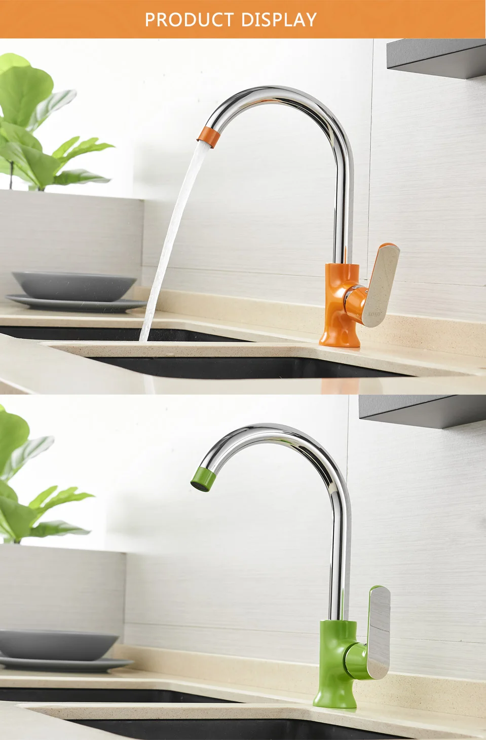 XOXO Kitchen Faucet Cold and Hot 360 Degree White Orange Green Fashion Style Water tap Rotation Torneira Cozinha Mixer 20021-1R