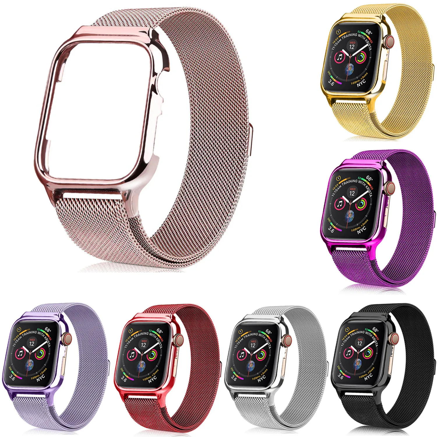 

Magnetic Clasp Milanese Loop For Apple Watch Series 5 4 Band Case Stainless Steel Bracelet Strap for iWatch 40mm 44mm Cover Band