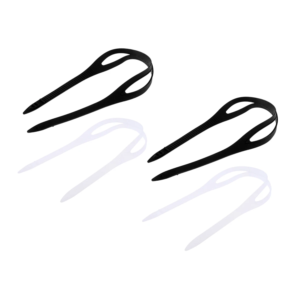 4 Pieces Black + Clear Universal Swimming Goggles Swim Glasses Eyewear Silicone Strap Head Band Replacement Spare Accessories