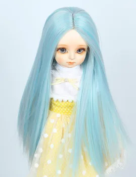 

1/3 BJD Wig Pullip Dal DD SD LUT Dollfie Doll Wig High Temperature Hair 8-9 inch Long Blue Wig centre parting