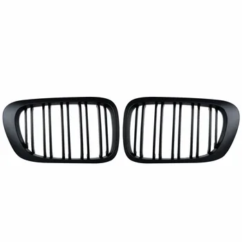 

1 pair Grilles Gloss Black Kidney Sport Grills Grill For BMW E46 Two-door 99-02-year Matte Black double-wire Grid Grille Car sty