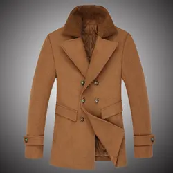 Для мужчин s пальто зимнее шерстяное пальто Для мужчин Slim Fit сплошной Цвет Smart Повседневное толстая шерсть 2018 жакеты верхняя одежда длинная
