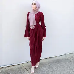 Мусульманская сморщенная юбка-карандаш ПЛИС Макси платье Абая для женщин длинные халаты Платье-туника Ближний Восток Рамадан Арабский