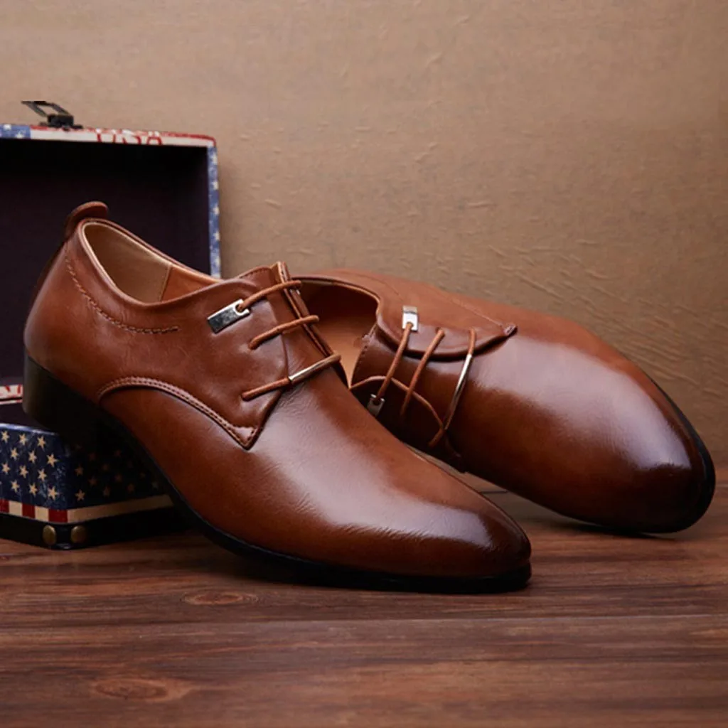 YOUYEDIAN острый носок мужские кожаные туфли мода яркие деловые туфли повседневные для свадьбы обувь с кружевами мужской костюм обувь# g35
