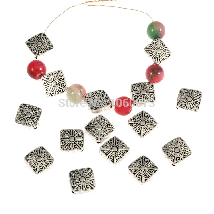 

Tibetan Silver Pattern Square Alloy Spacer Beads For Bracelets Jewelry DIY 12mm 20pcs