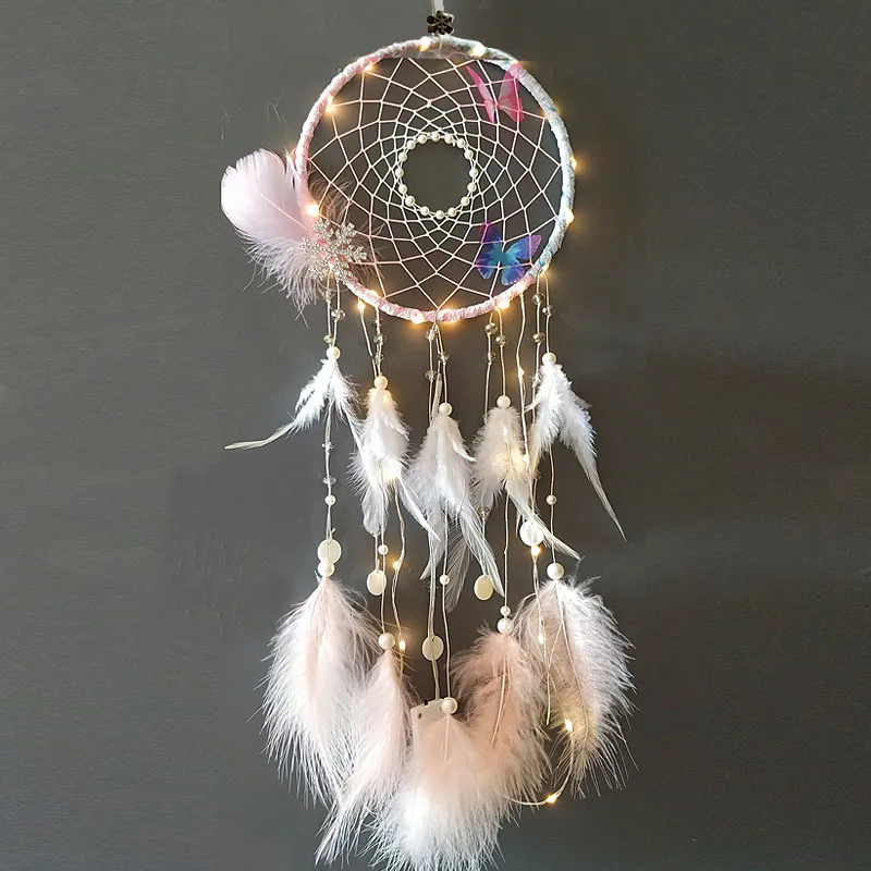 

A Pair Of Butterflies With Snowflower Bead Copper Wire String Lights Led Decoration For Christmas Garland On The Window New Year
