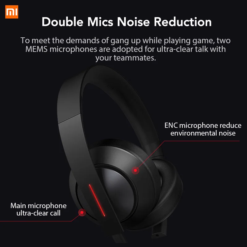  Xiaomi Gaming Headset 7.1 Surround Sound Grephene LED Headphone With Double Mic Noise Reduction Hea