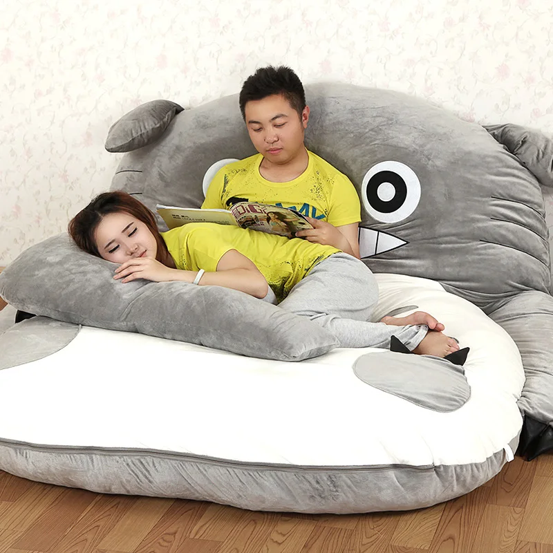 Большая матрац Тоторо односпальная и двухспальная кровать гигантская кровать Totoro матрац Подушка плюшевый матрац Подушка Татами Beanbag 5 размеров