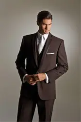 Новые Бальные платья, мужские коричневые костюмы на одной пуговице, повседневный удобный костюм из 3 предметов (куртка + брюки + жилет +