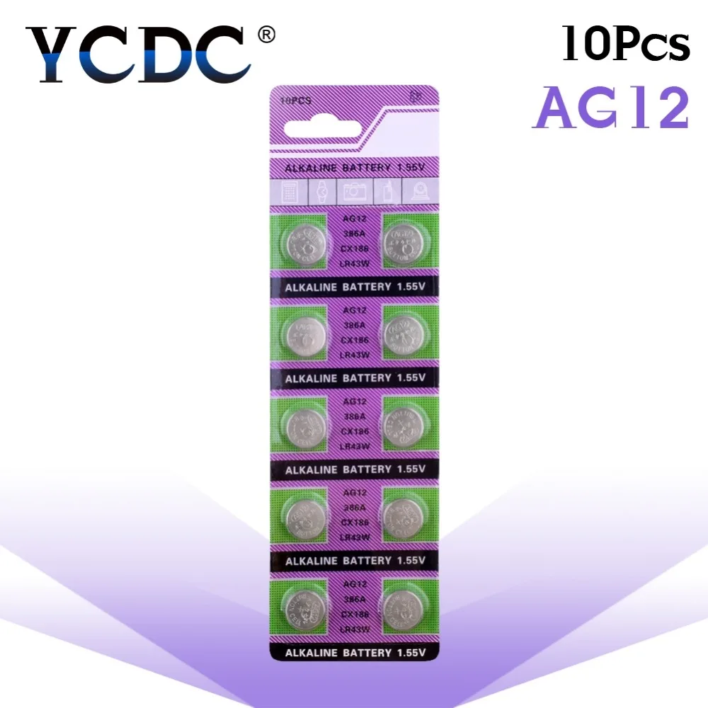 

YCDC Sale Promotion Hot cheap cell batteries LR43 AG12 SR43 260 386 1.55V Alkaline Watch Batteries Coin Cell Battery 10pcs