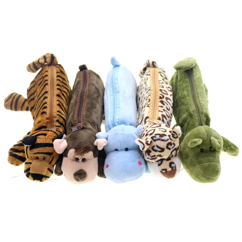 

New Year's Gift Cute Cartoon Style Animal Plush Cloth Pen Bag Creativity Wind School Stationery Pencil Case Purse Cosmetic Bag