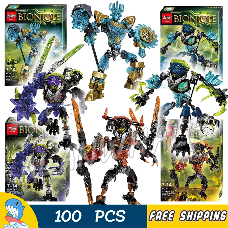 

4types Bionicle Hero Ekimu The Mask Maker Lava Storm Quake Beast Model Building Blocks Bricks Children Toys Compatible With lego