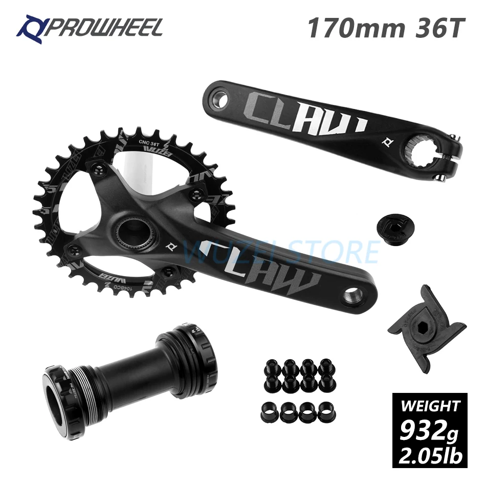 Prowheel 104 BCD mtb велосипед кривошипно 170/175 мм/30/32/34/36/38 T Круглый Звездочка с каретка BB шатун для горного велосипеда - Цвет: 170 Black 36T and BB