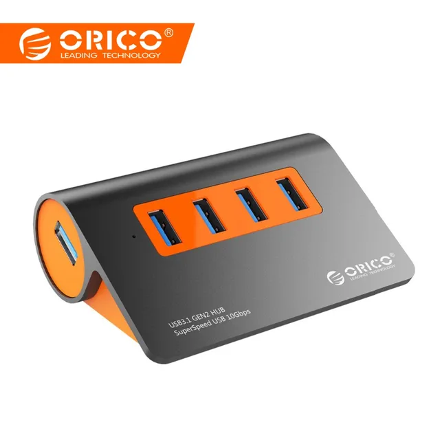 Orico z aluminium 4 porty USB3.1 Hub 10 Gbps Super prędkość transmisji USB Splitter z 12 V moc przejściówka do komputera akcesoria