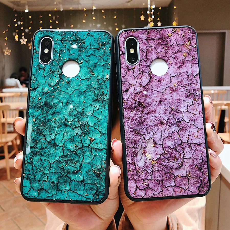 

case for xiaomi mi A2 lite A1 6 8 SE lite redmi note 5 6 pro 5 plus case cover glitter gold foil marble tpu+pc phone bag capa