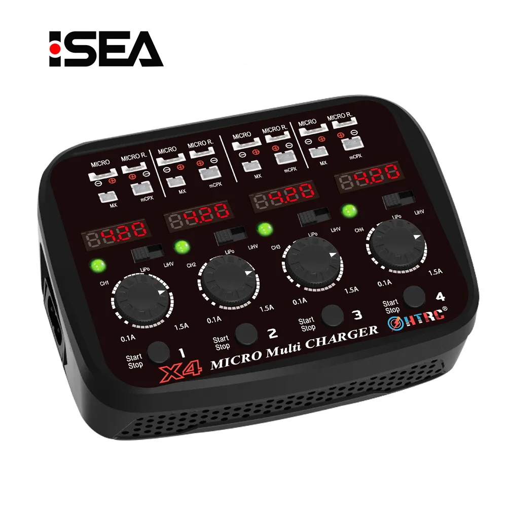 

Big Sale Multifunction HTRC AC DC 4x1s Quattro Mini Charger 100-240V 24W 1.5A Lipo/Lihv Micro Battery Charger Balance Charger