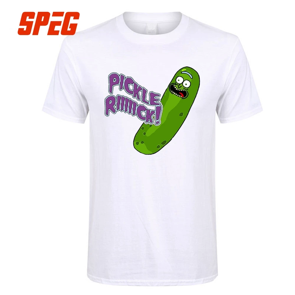 Tops Hipster Tees PICKLE RICK Rick and Morty Men Crewneck Short Sleeve T Shirts 100% Cotton Men's T-Shirts Men Clothing