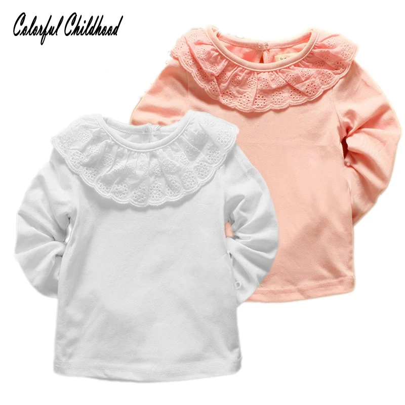 Colorful Childhood Little girls T shirt cotton lace collar baby tops