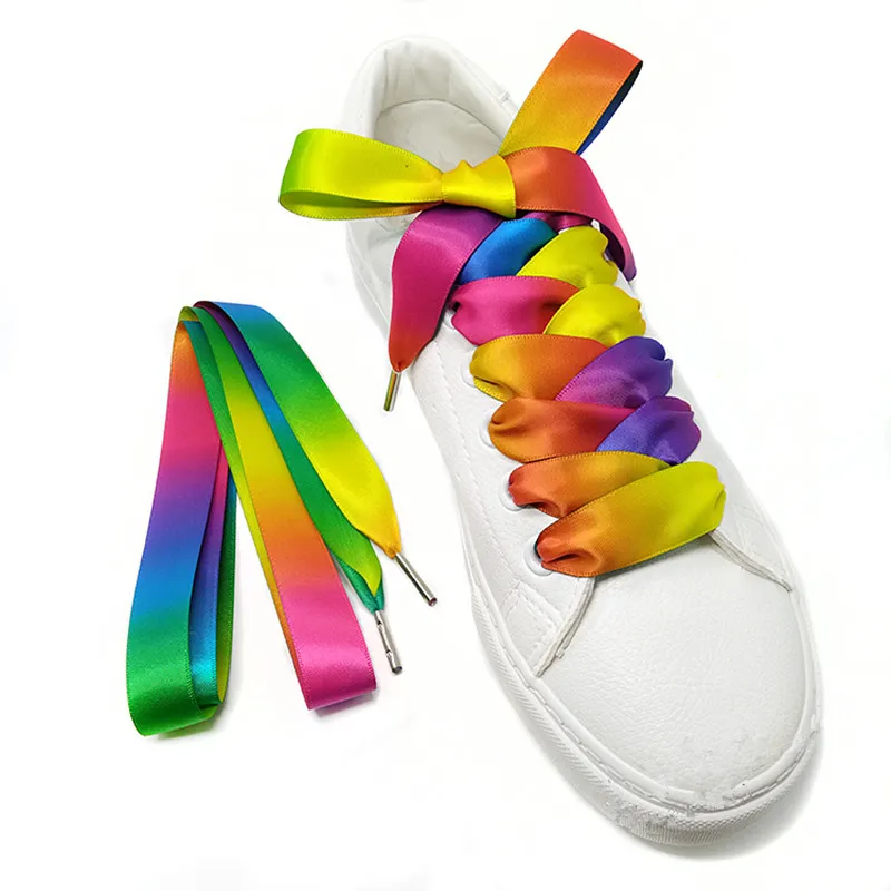 Бутик шнурки радуга цвет 2 см ширина Градиент Цветные шнурки для обуви красивые кружева досуг спортивная обувь шнурки