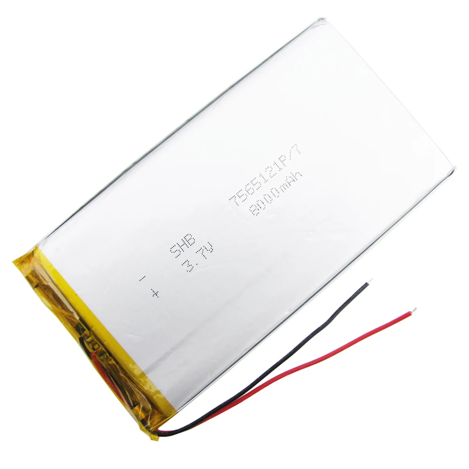 Продажа 3,7 V 8000mAh литий полимерная LiPo аккумуляторная батарея для планшета электронной книги gps psp DVD power bank планшетного ПК ноутбука 7565121