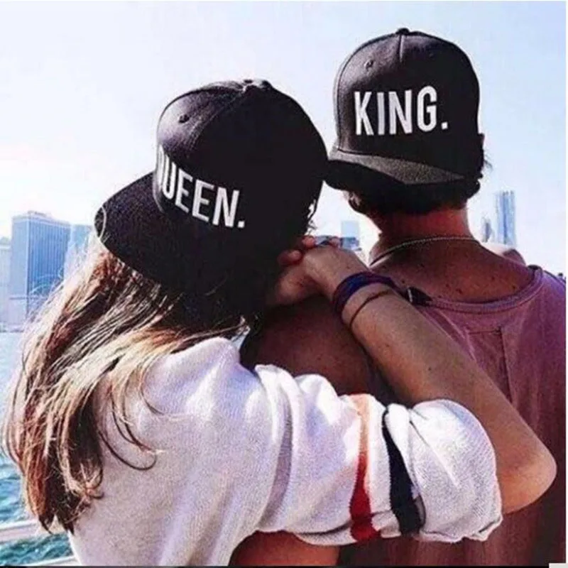 

KING QUEEN Baseball Cap Print Men Women Polyester Mesh Summer Visor Snapback Caps White Black Couple Lover Hip Hop adjustab Hats