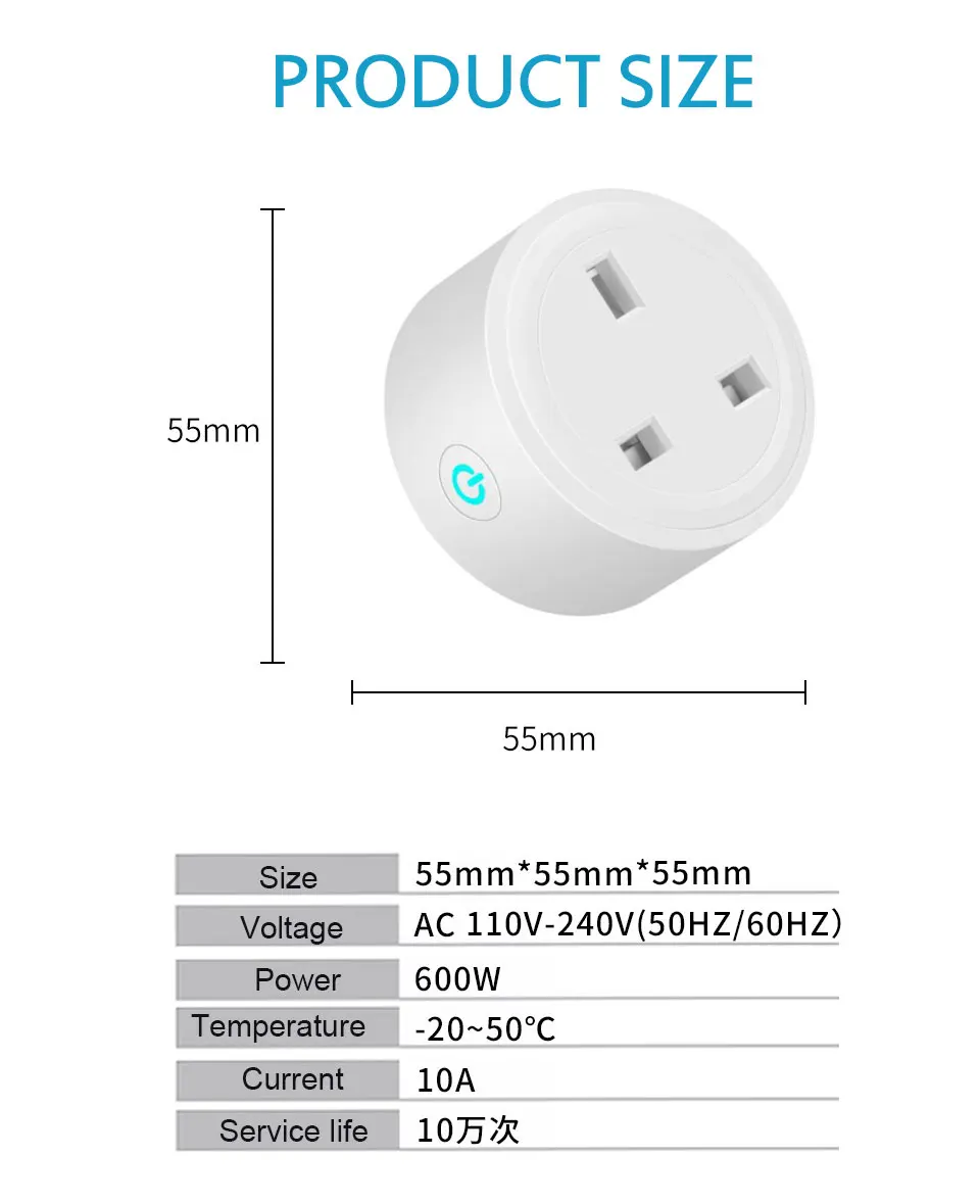 1 PC Smart WiFi Socket UK Plug Home Wireless Outlet Voice Intelligent Control APP  Remote Control Timer Alexa Echo Google HOME (9)