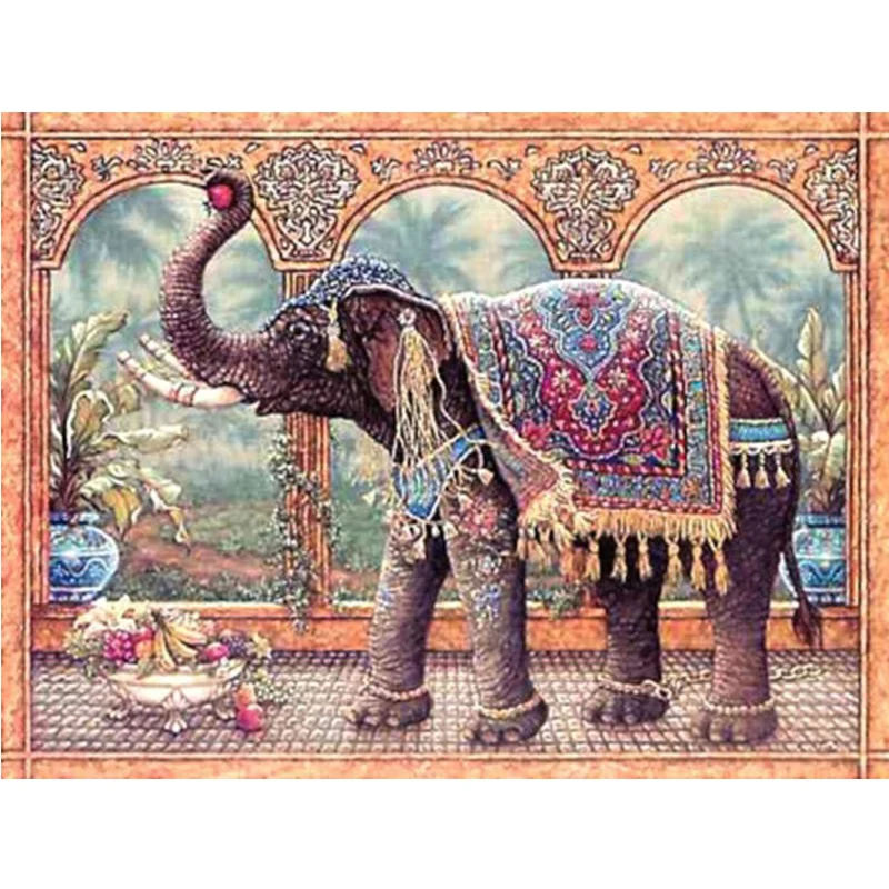

Diy Diamond Paintings Handmade Diamond Pattern Embroidery 100% Full Diamond Indian Elephant Cross Stitch Mosaic Painting