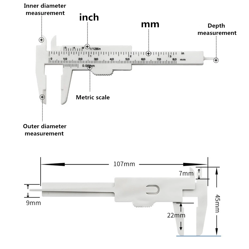 80 мм мини пластиковый раздвижной штангенциркуль прибор измерение инструмент линейка-микрометр ручной инструмент