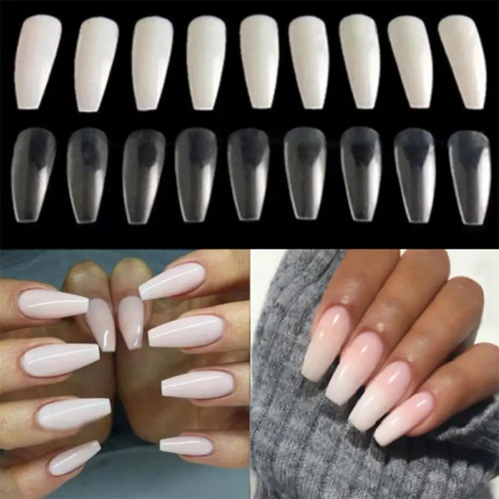 

1 Box Ballerina Long Fake Nail Art Tips Coffin Shape Full Cover DIY False Nails Art & Tools