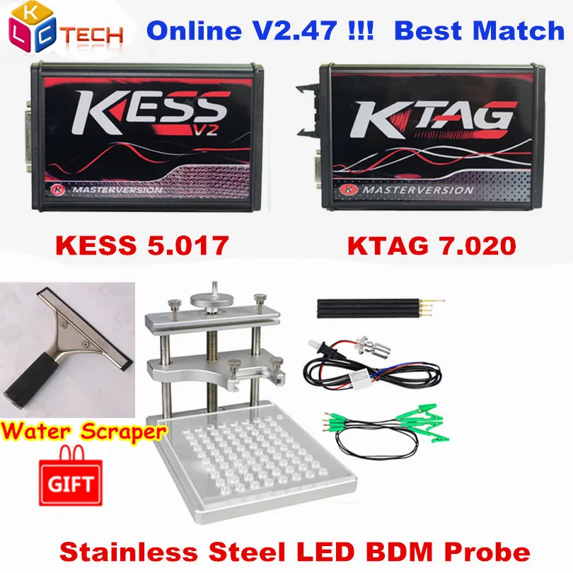 

Hot Online V2.47 EU Red Kess V5.017 OBD2 Manager Tuning Kit KTAG V7.020 Kess V2 5.017 metal led BDM Frame K-TAG 7.020 V2.23