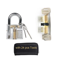 GHIXACTO слесарные инструменты прозрачный замок для практики прозрачный AB замок с 24 инструменты для индивидуальных косметических средств