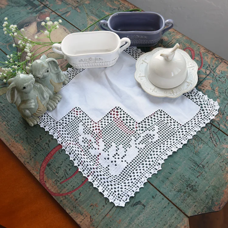 

31cm Lace cotton placemat cup coaster tea mug wedding kitchen drink table place mat cloth Crochet doilies dining coffee pad