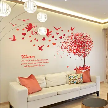 

DIY non-toxic waterproof and removable love shape tree wall sticker romantic bedroom decoration living room home decoration