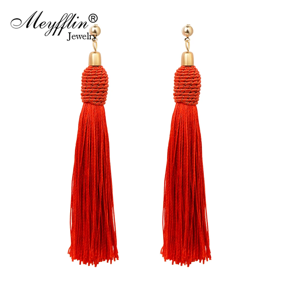 Meyfflin Bohemian Long Dangle Tassel Earrings for Women Fashion Jewelry