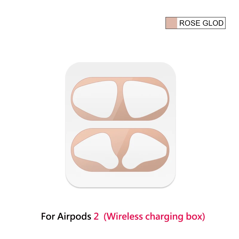 Металлическая Пылезащитная наклейка для Airpods 2 Защитная Наклейка с украшениями для Apple Airpods 2nd чехол для зарядки наушников Coque - Цвет: Rose gold