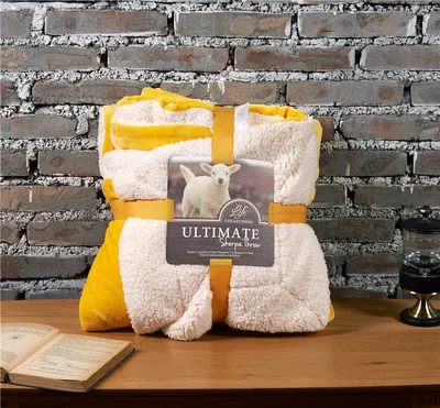 Роскошное большое теплое толстое покрывало из шерпы двухстороннее пушистое