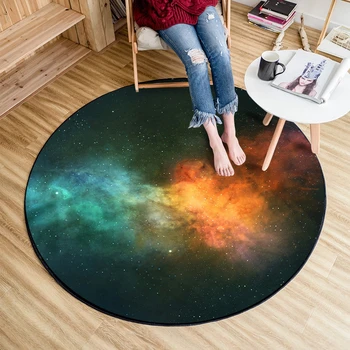 

3D Starry Sky Printed Round Carpet Children Play Area Rugs Galaxy Bedroom Tapete Computer Chair Tea Table Home Decor Floor Mats